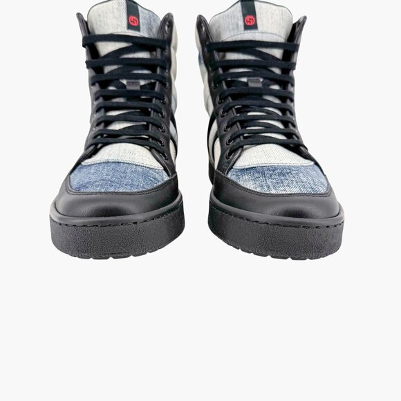 Gucci High Top Denim Sneakers EU 39 US 9 Blue Faded Distressed Retro Casual Shoe - Picture 6 of 14